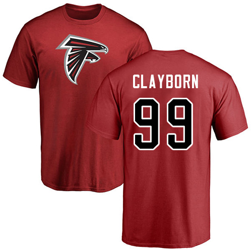Atlanta Falcons Men Red Adrian Clayborn Name And Number Logo NFL Football #99 T Shirt->atlanta falcons->NFL Jersey
